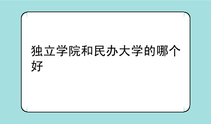 独立学院和民办大学的哪个好