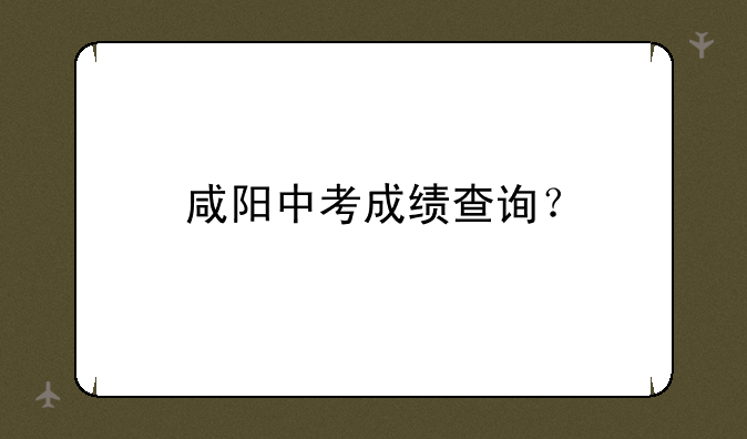 咸阳中考成绩查询？