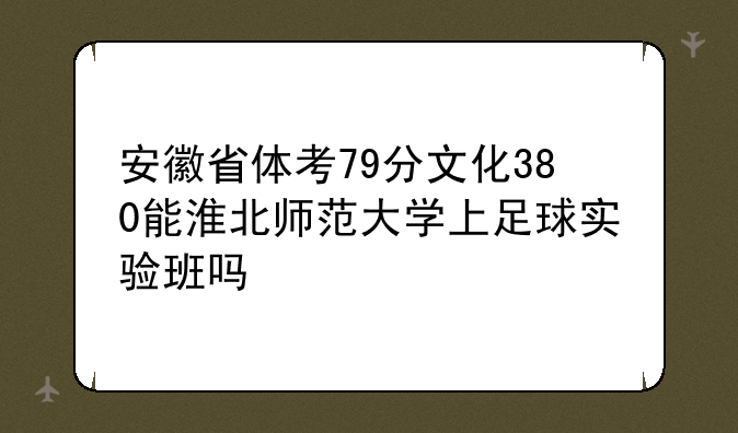 安徽省体考79分文化380能淮北师范大学上足球实验班吗