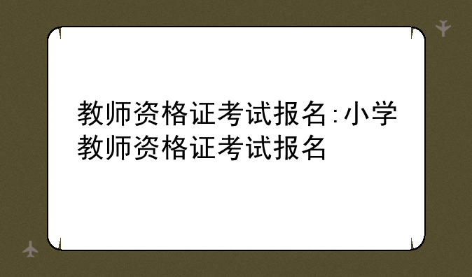 教师资格证考试报名:小学教师资格证考试报名