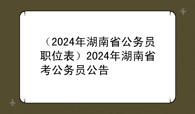 （2024年湖南省公务员职位表）2024年湖南省考公务员公告
