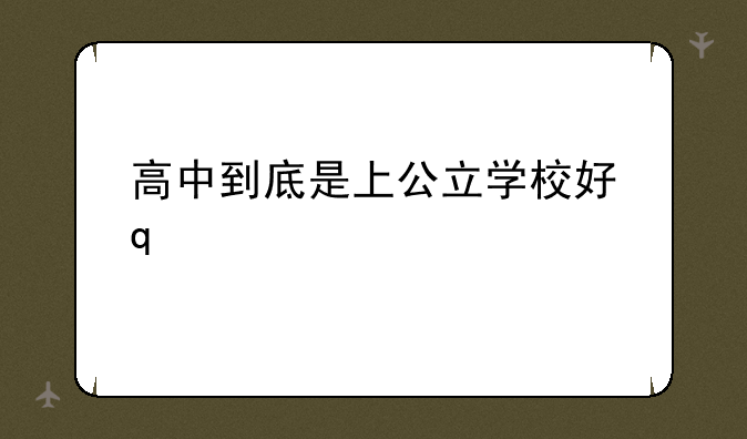 高中到底是上公立学校好还是上私立学校好