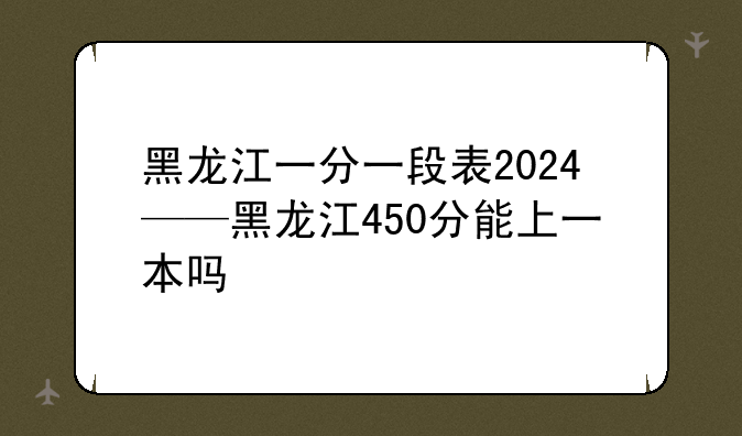 黑龙江一分一段表2024——黑龙江450分能上一本吗
