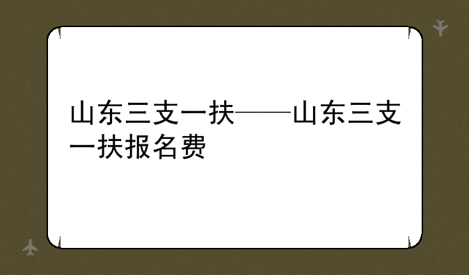 山东三支一扶——山东三支一扶报名费